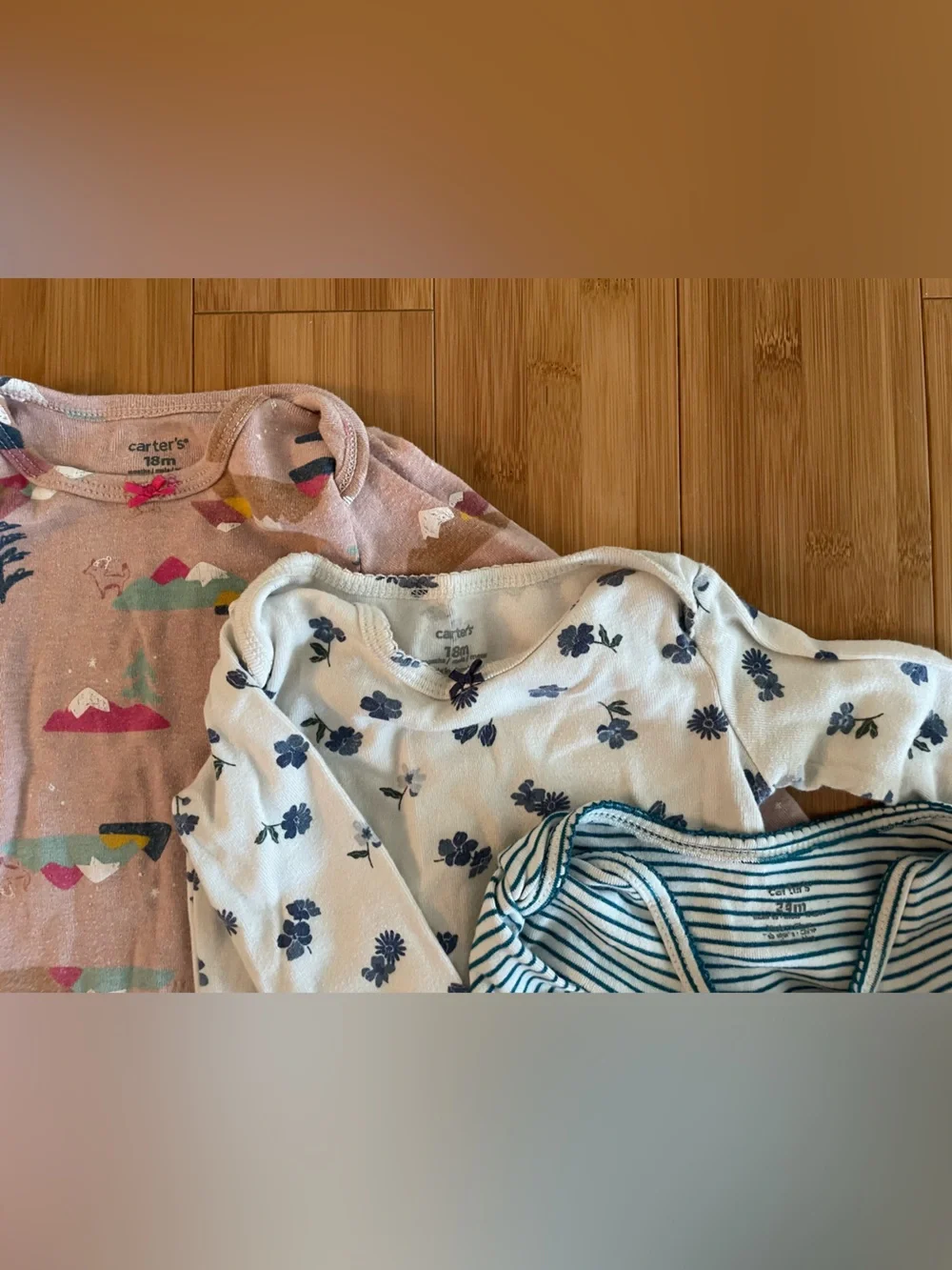 3 Carters 18-24m Long-Sleeve Onesies
